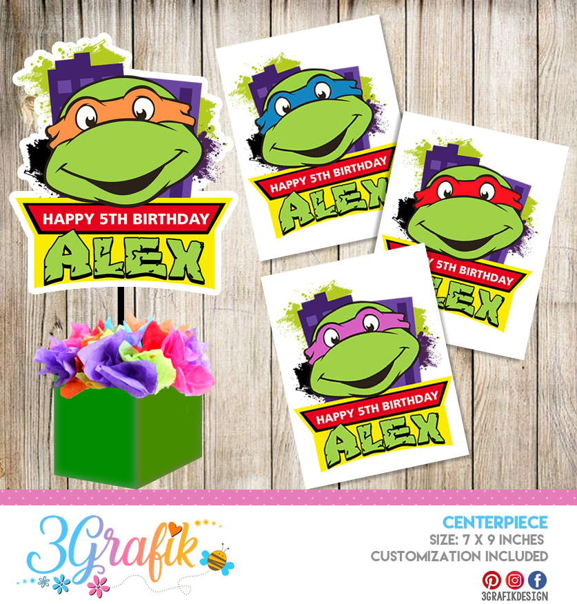 Ninja Turtles Centerpiece: Edit, Download and print | party supplies