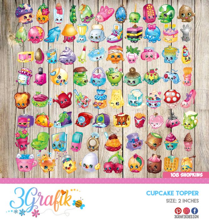 Free - Shopkins – Cupcake Topper – Printable - Image 3