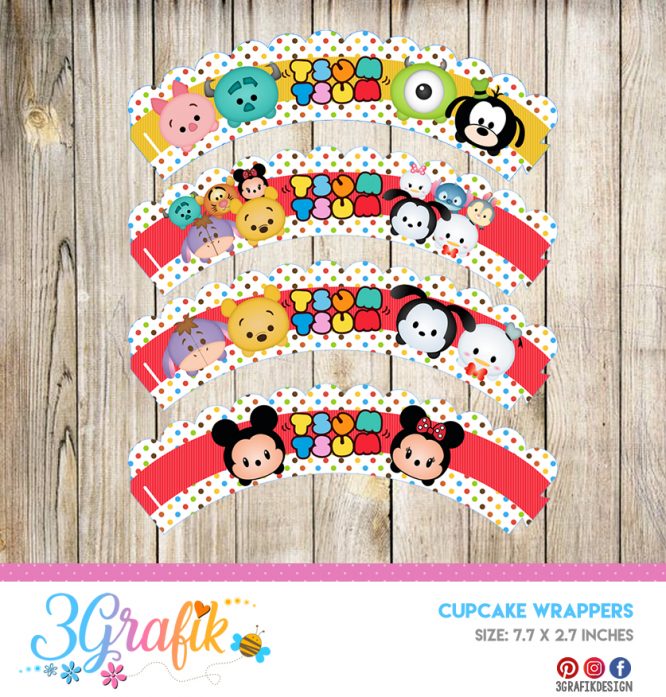 Tsum Tsum – Cupcake Wrapper – Printable