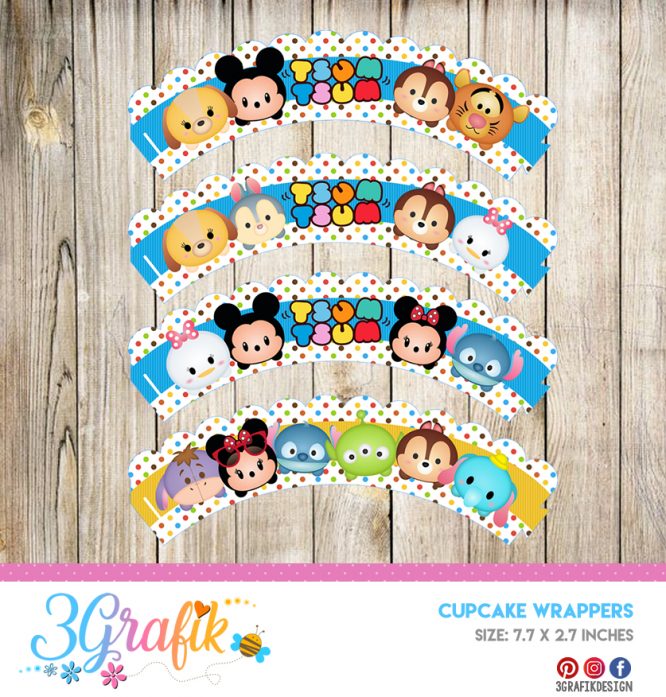 Tsum Tsum – Cupcake Wrapper – Printable - Image 2