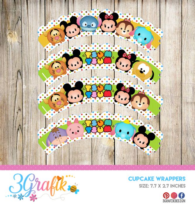 Tsum Tsum – Cupcake Wrapper – Printable - Image 3