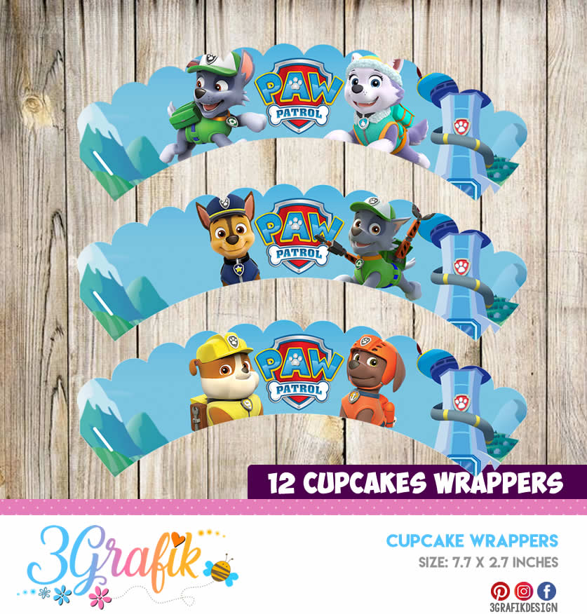 Paw Patrol – Cupcake Wrapper – Printable - 3Grafik