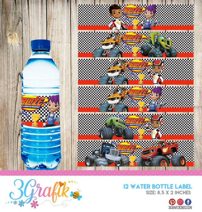 Blaze and the Monster Machines – Water Bottle Label – Printable