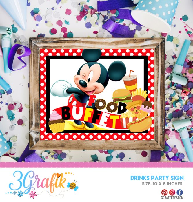 Mickey Mouse – Food Party Sign – Printable