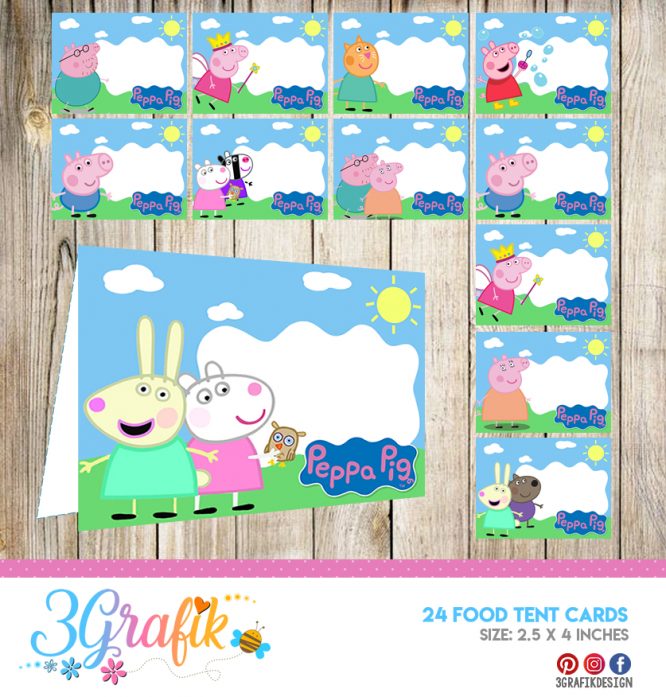 Peppa Pig – Food Tent Cards – Printable – 3grafik 