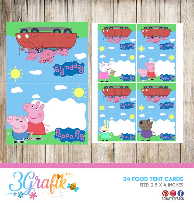 Peppa Pig – Food Tent Cards – Printable – 3Grafik | Printable products ...