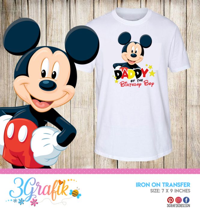 Mickey Mouse Daddy of the Birthday Boy  – Iron on Transfer – Printable