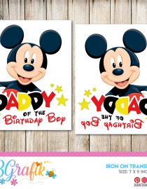 Mickey Mouse Iron On Transfers Set, Mom & Dad of the Birthday Boy