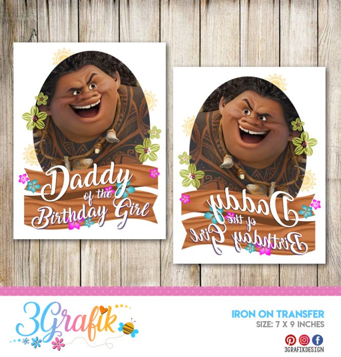 Moana - Daddy of the Birthday girl – Iron on Transfer – Printable - Image 2