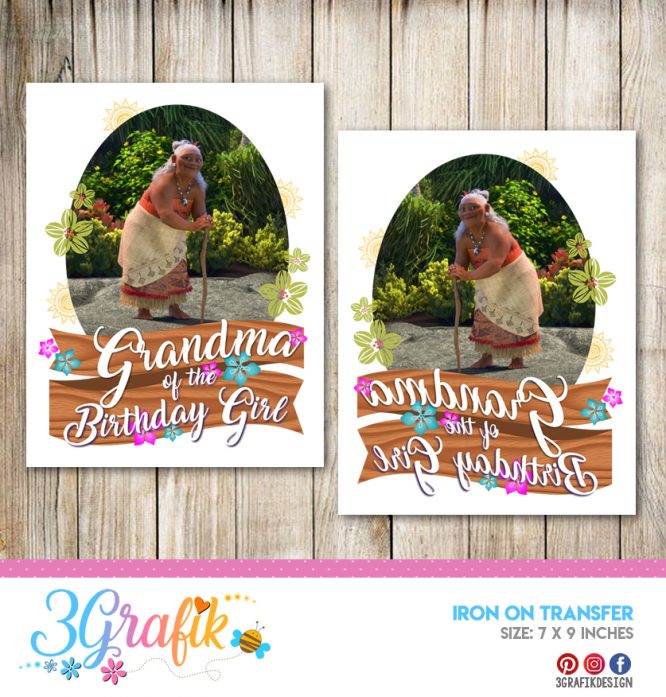 Moana - Grandma of the Birthday girl – Iron on Transfer – Printable - Image 2