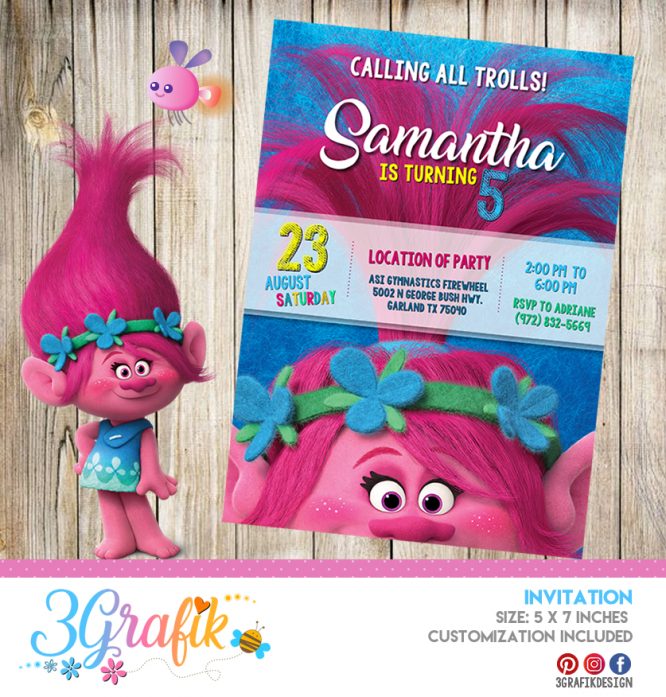 Trolls – Invitation – Printable