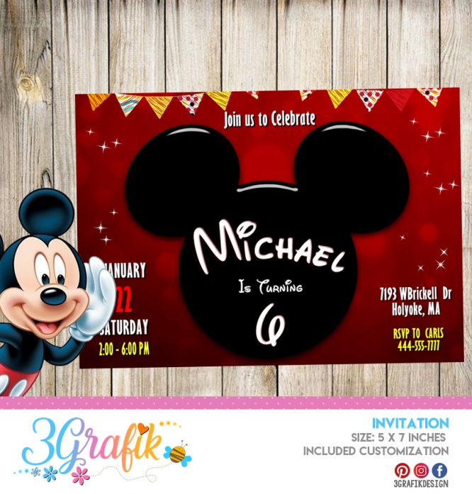 Mickey Mouse – Invitation – Printable - 3Grafik