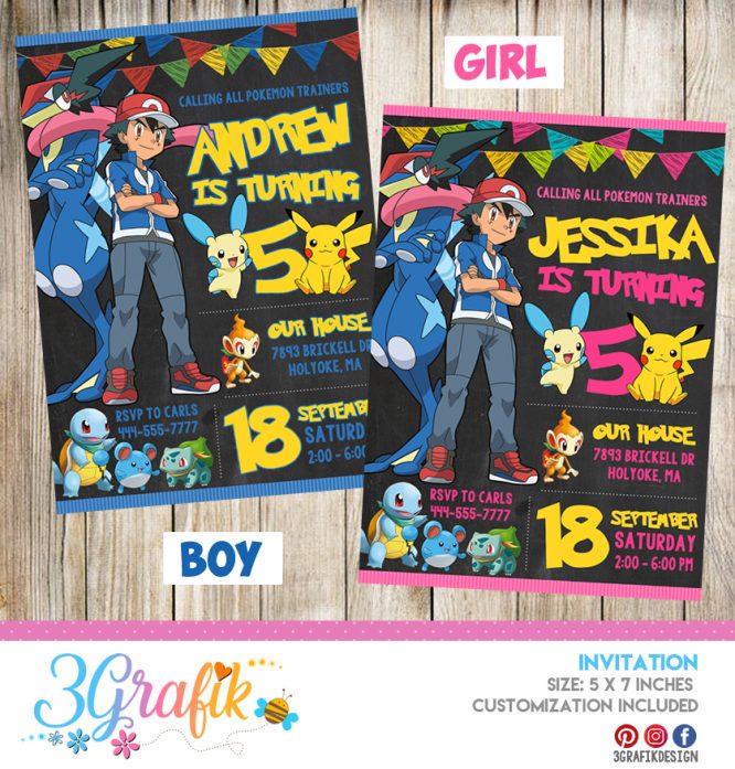 Pokemon – Invitation – Printable - 3Grafik