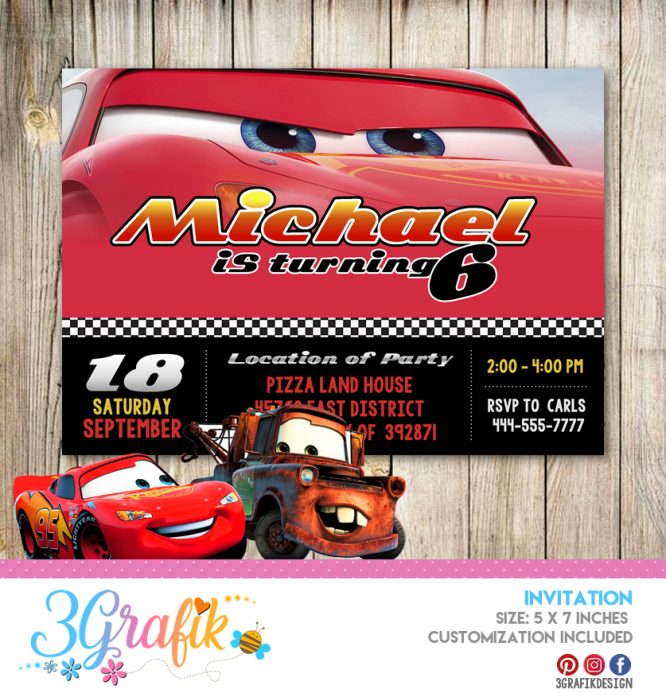 ≫ Cars party Invitation: Online Editable Template | party supplies