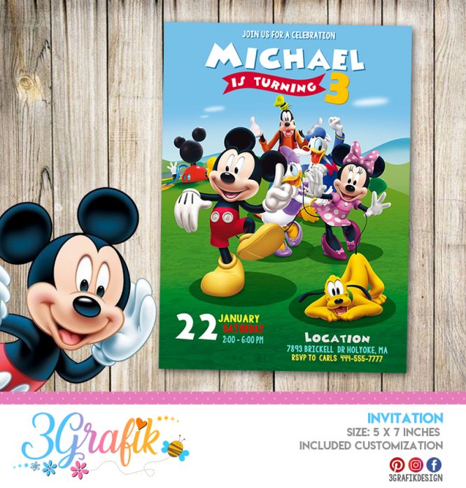 Mickey Mouse – Invitation – Printable - 3Grafik