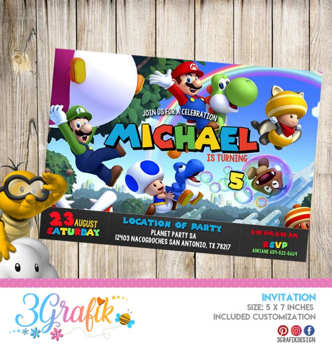 Super Mario Bros Invitation