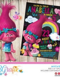 Trolls – Invitation – Printable - 3Grafik