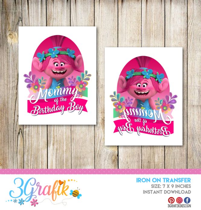 Trolls Mommy of the Birthday Boy – Iron on Transfer – Printable - Image 2