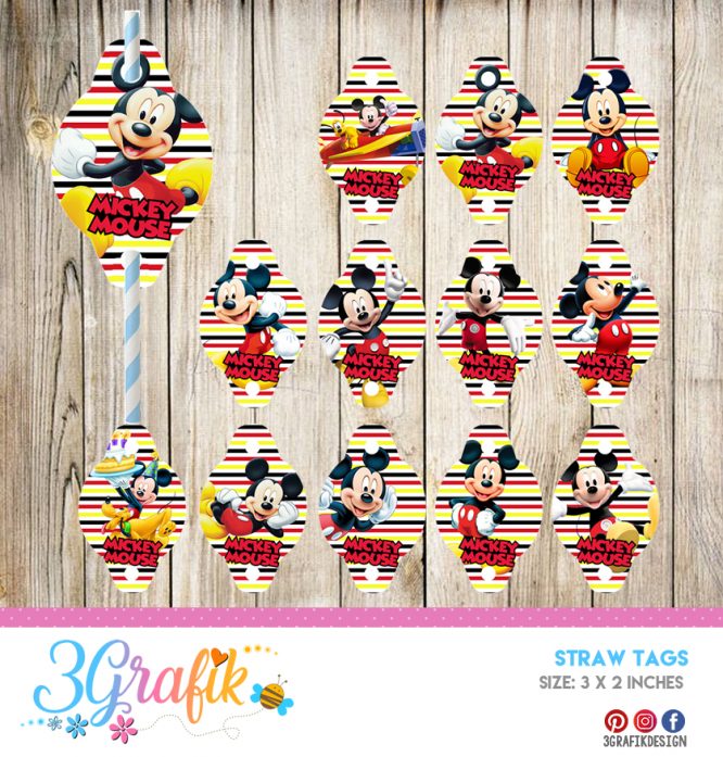 Mickey Mouse – Straw Tags – Printable