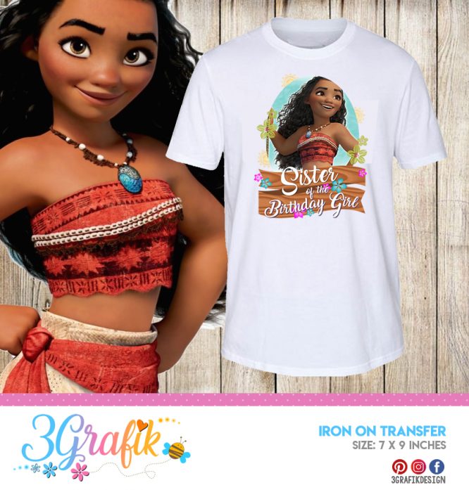 Moana - Sister of the Birthday girl – Iron on Transfer – Printable