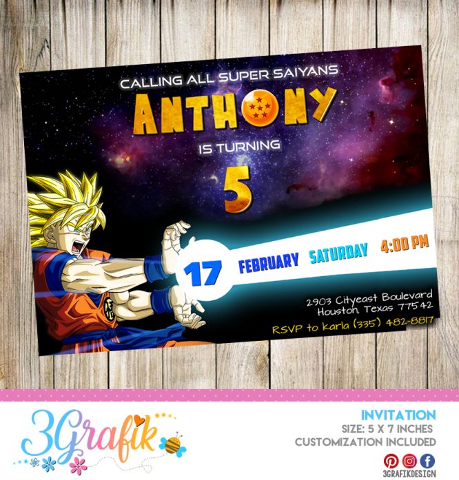 Dragon Ball Z – Invitation – Printable