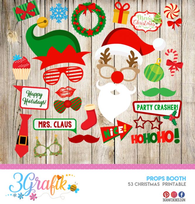 Merry Christmas – Photo Booth Props – Printable