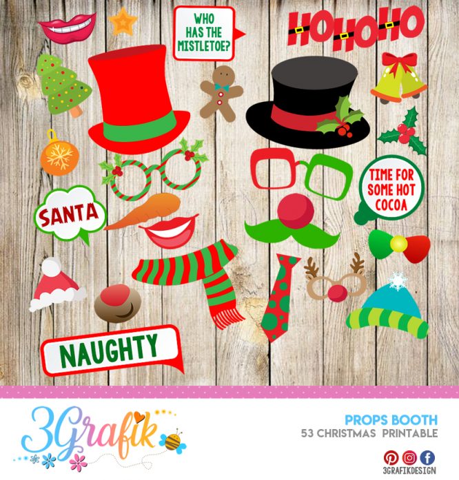 Merry Christmas – Photo Booth Props – Printable - Image 2