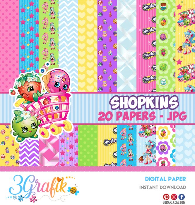 Shopkins – Digital Paper – Printable