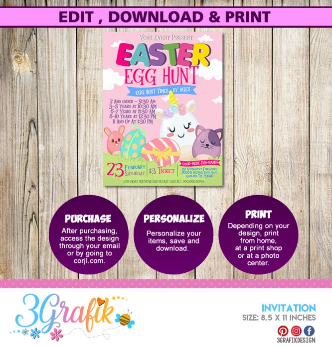 Easter Egg Hunt Flyer Invitation Printable - Image 2