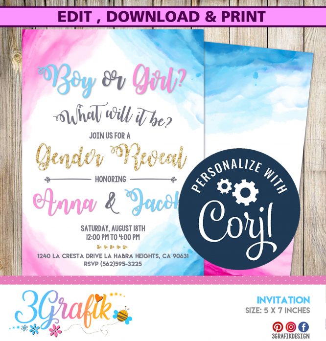 Gender Reveal Invitation