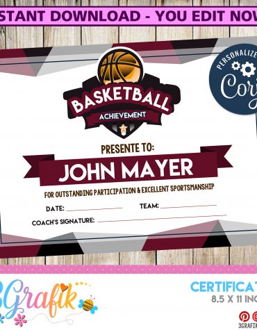 Red Wine Basketball Certificate