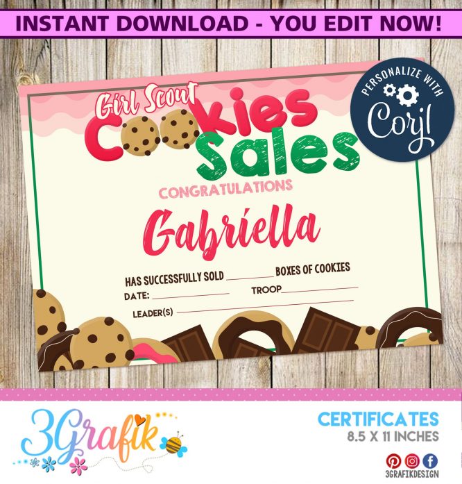 Cookies For Sales – Digital Template Certificate