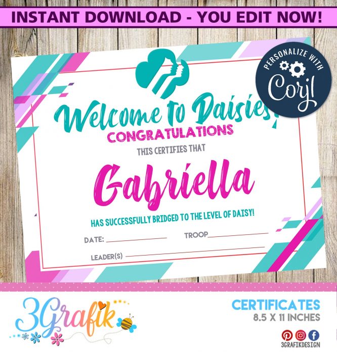 Welcome to Daisies – Digital Template Certificate