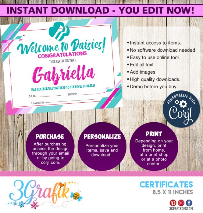 Welcome to Daisies – Digital Template Certificate - Image 2