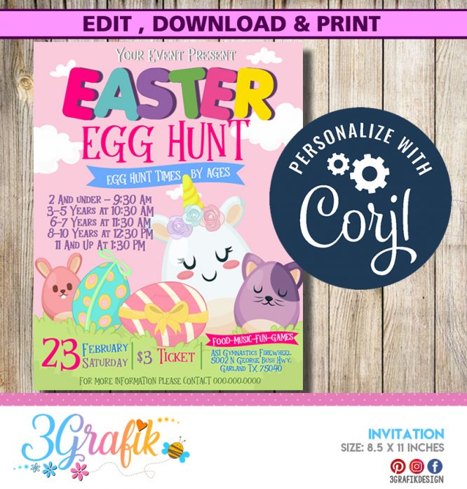 Easter Egg Hunt Flyer Invitation Printable