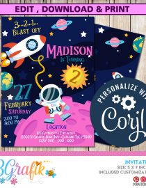 Space Birthday Invitation