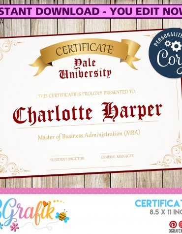 EDITABLE University Diploma Certificate