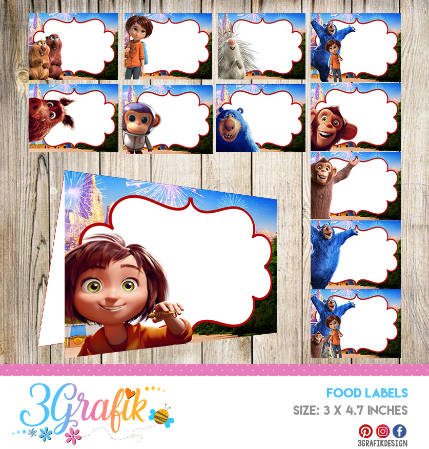 Wonder Park – Food Tent Cards– Printable - 3Grafik