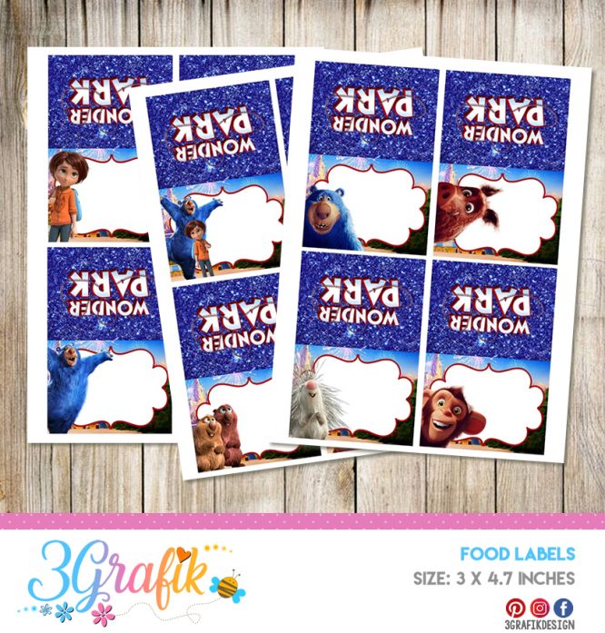 Wonder Park – Food Tent Cards– Printable - 3Grafik