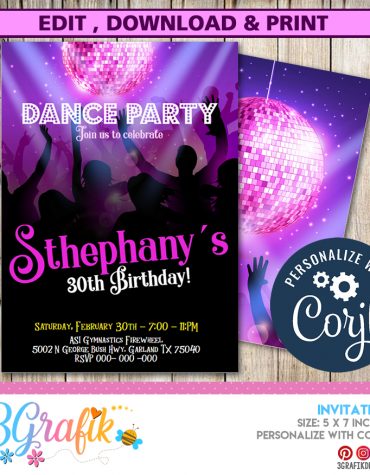 Modern Disco Party Invitation