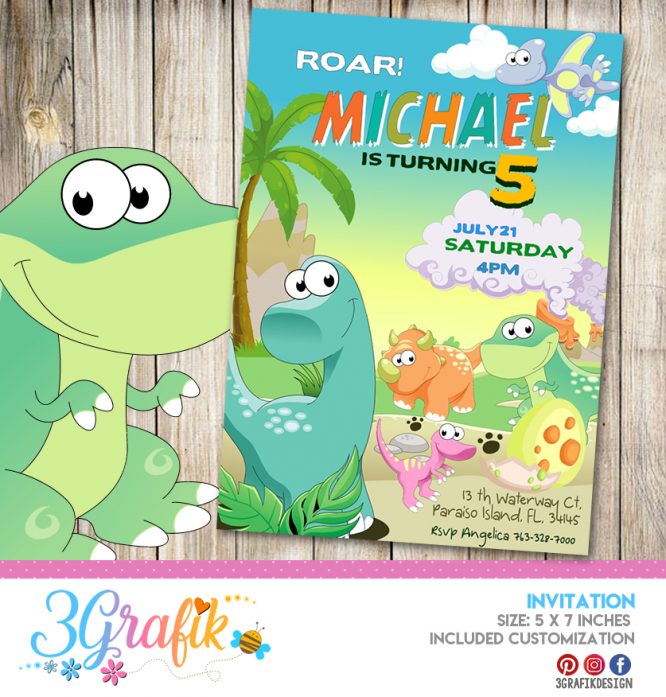 Dinosaur  – Birthday -  Invitation – Printable