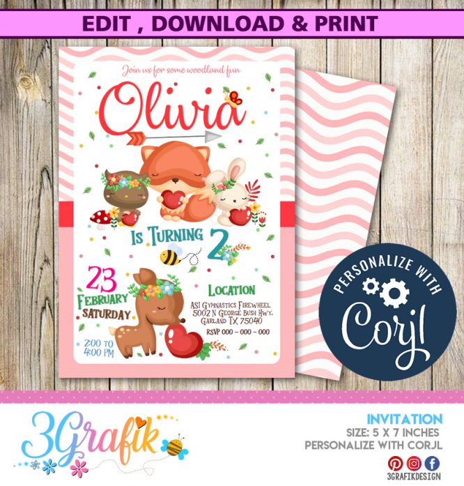 Woodland -Birthday- Invitation – Printable