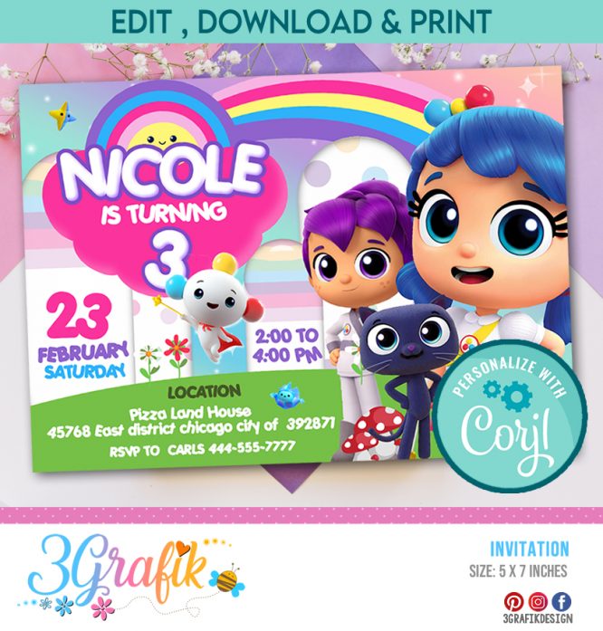 True and Rainbow Kingdom Invitation Printable