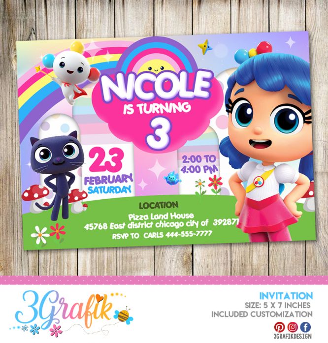 True and Rainbow Kingdom - Invitation - Printable - 3Grafik