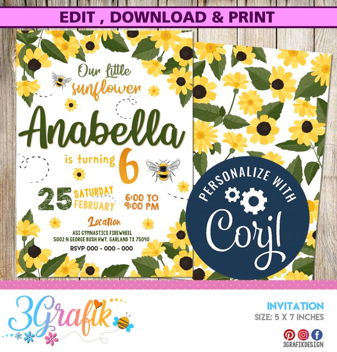 Sunflower Birthday Invitation