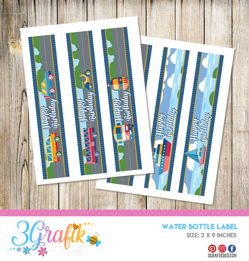 Printable Water Bottle Wraps, School Bus Water Bottle Labels