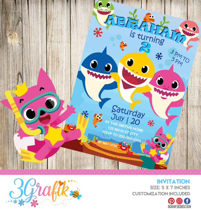 baby shark invitation printable 3grafik