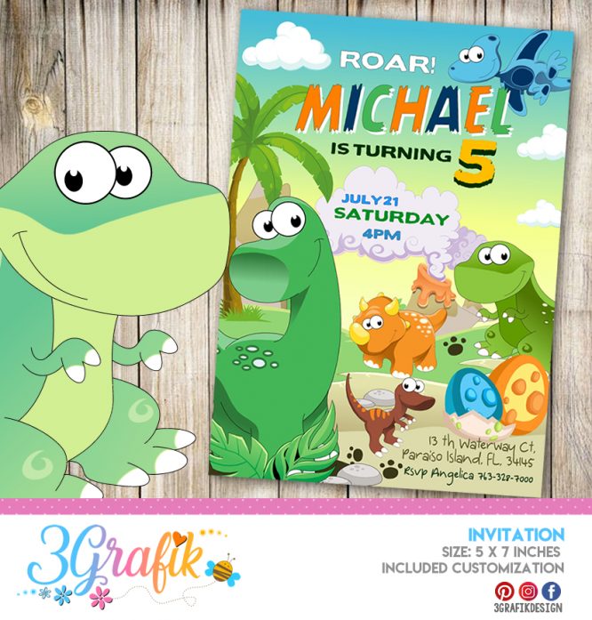 Dinosaur  – Birthday -  Invitation – Printable