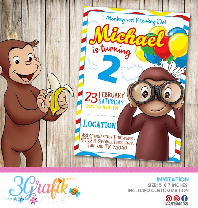 Curious George – Invitation – Printable