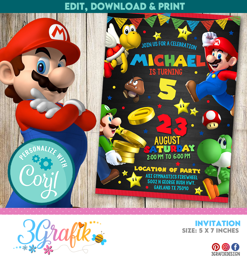 Mario Party- Download printables including invitation